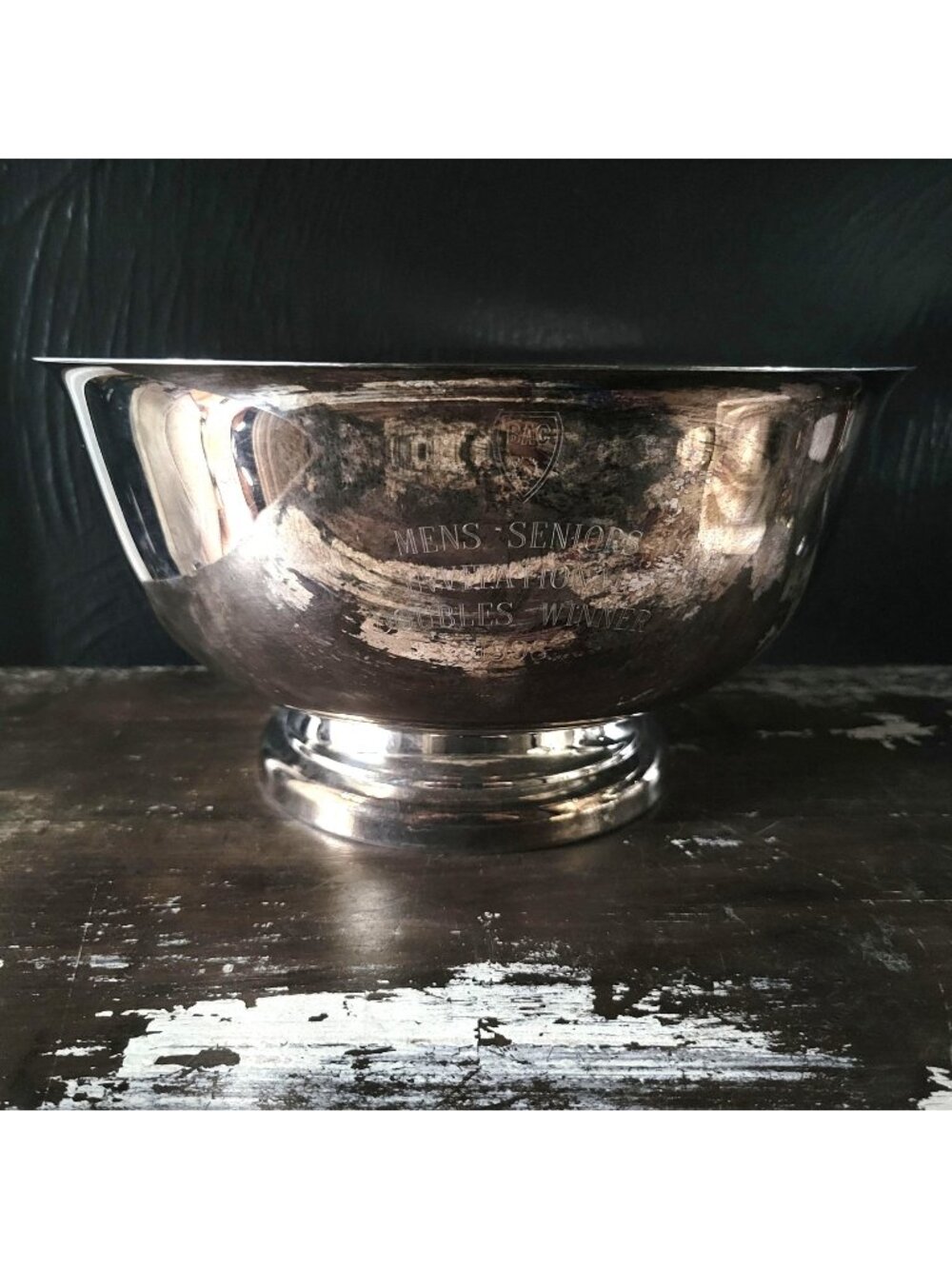 Silverplate Footed Pedestal Bowl Tennis Trophy 1998 Mens Seniors Doubles Winners